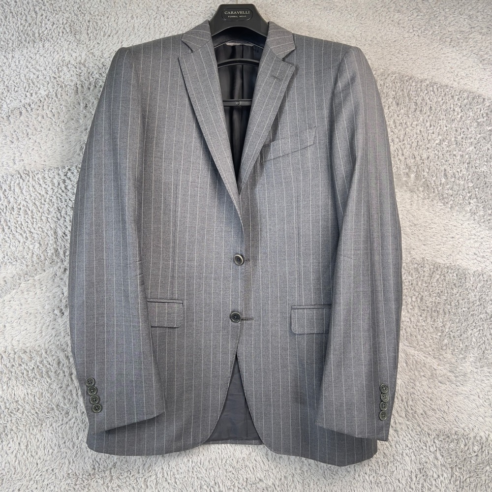 Canali 1934 Suit Jacket Mens 38 R Grey Pinstripe 100% Wool Made in Italy Blazer
